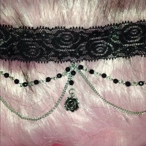 Lace and rose Gothic choker